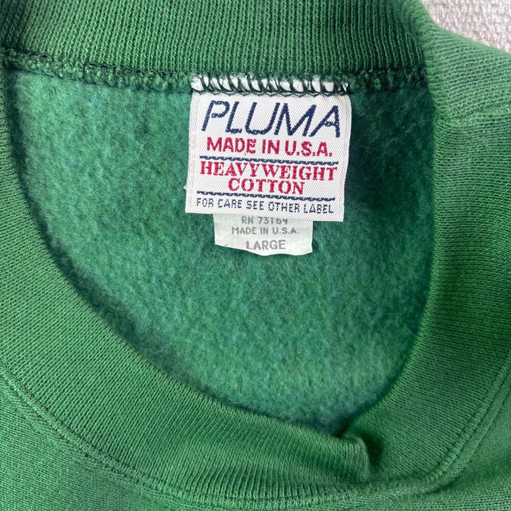 Vintage Boston Sweatshirt Mens L Green Plaid Embroidered USA Made Heavyweight - Picture 3 of 5